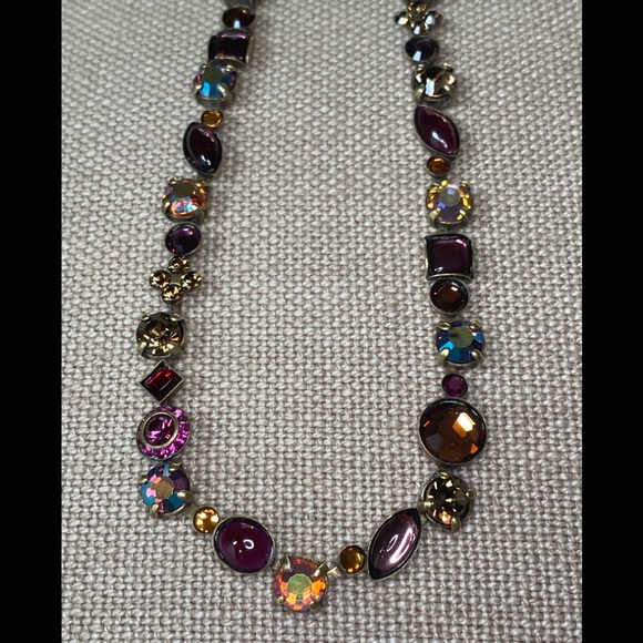 VTG Sorrelli Purple, Orange & Aurora Borealis Crystal Classic Line Necklace - Picture 8 of 16